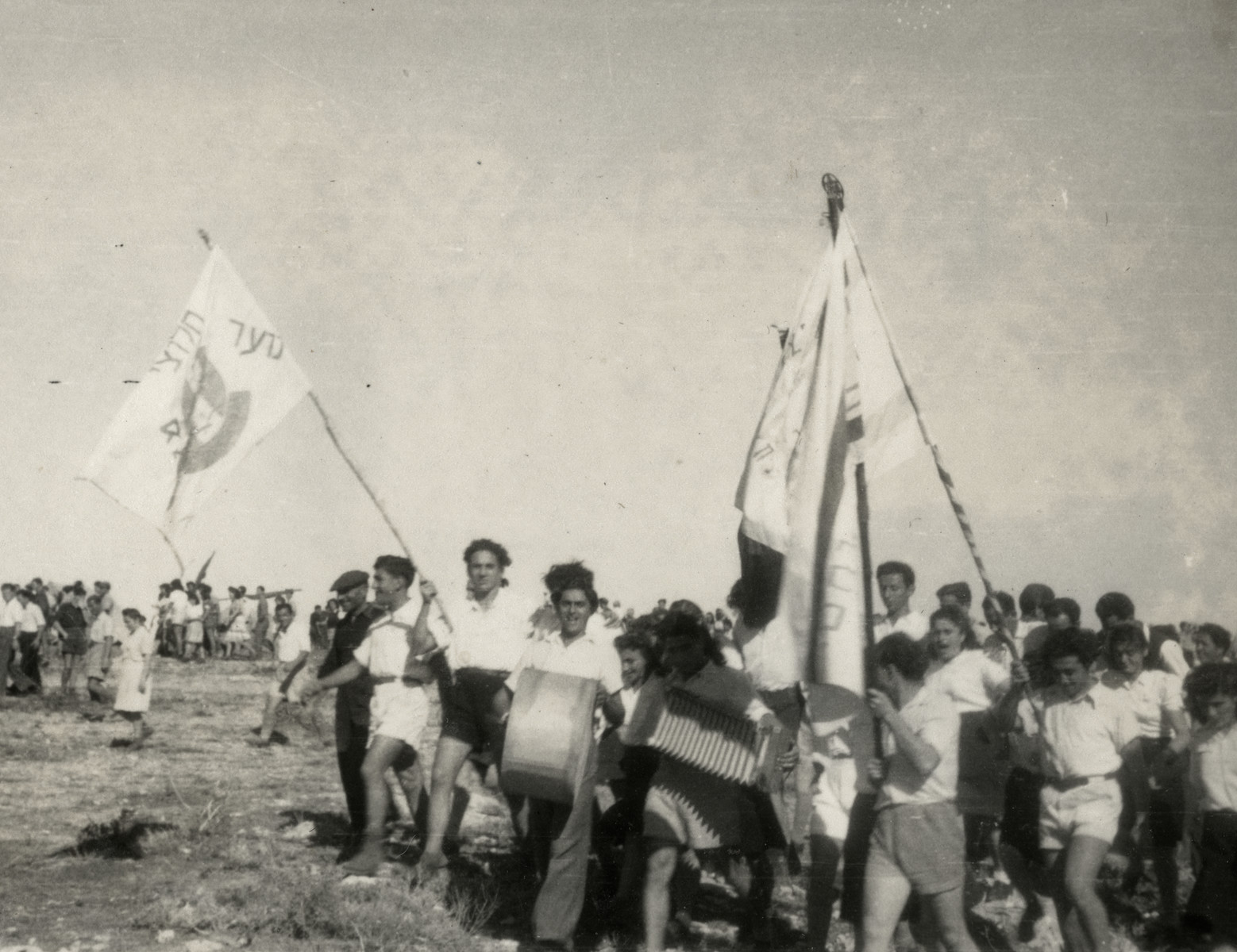 Refugees in the Cyprus internment camp celebrate the United Nations Partition Plan for Palestine.