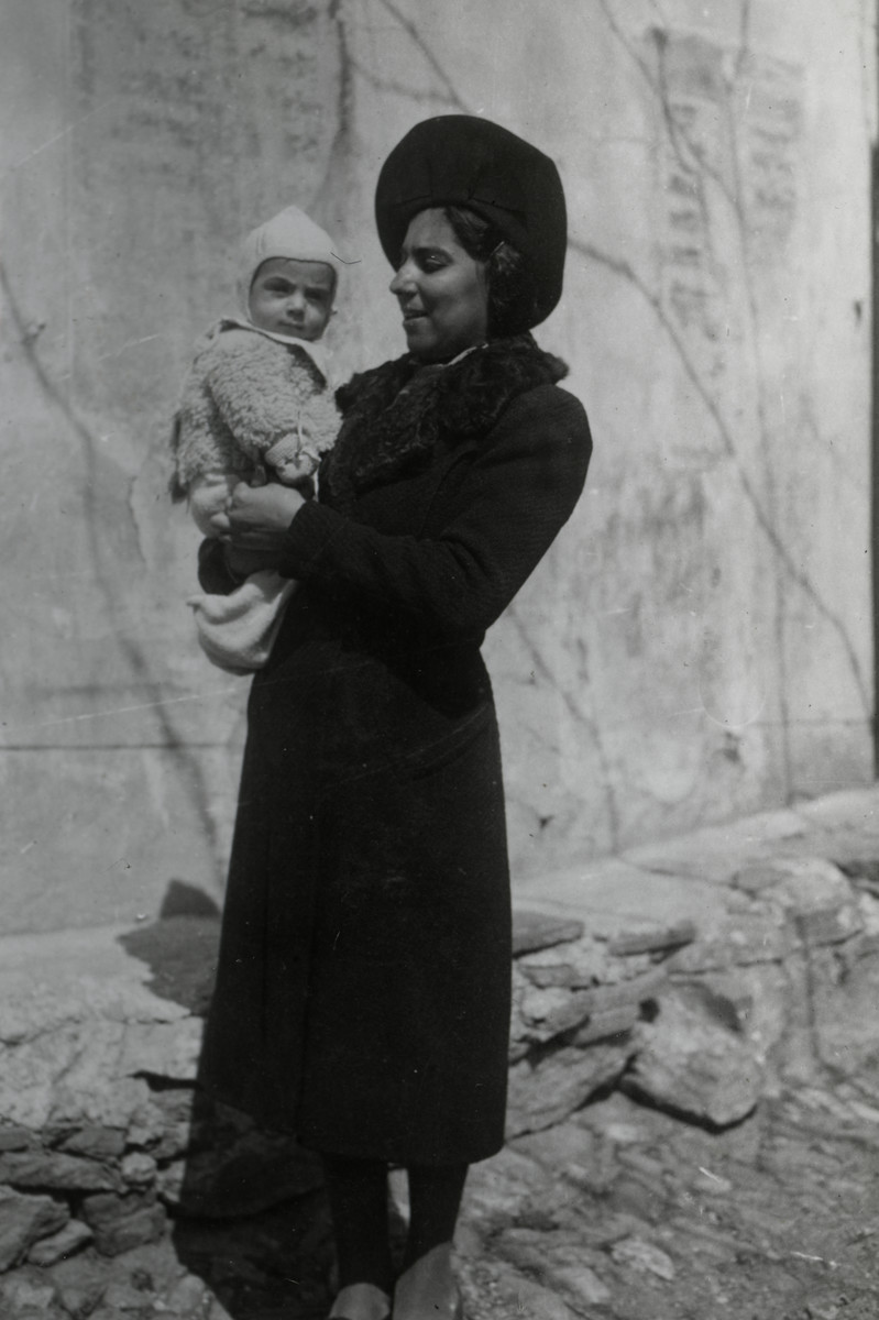 Ada Nissim holds her baby son Daniel while in hiding in Cunardo.