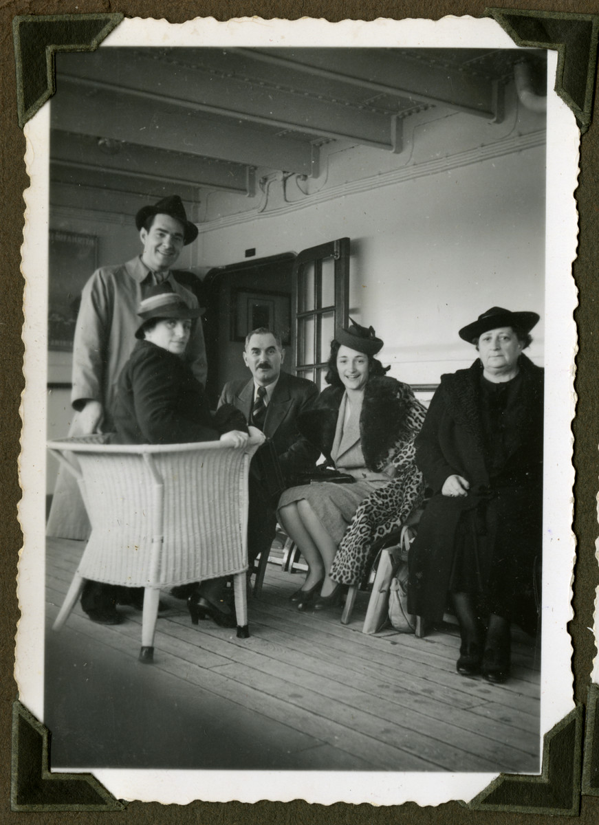 Mario and Helga Pelligrino bid farewell to Helga's mother and grandmother on board the ship that will take them to Cuba.

From left to right: Hannie, Mario, Karl, Helga, and Olga.
