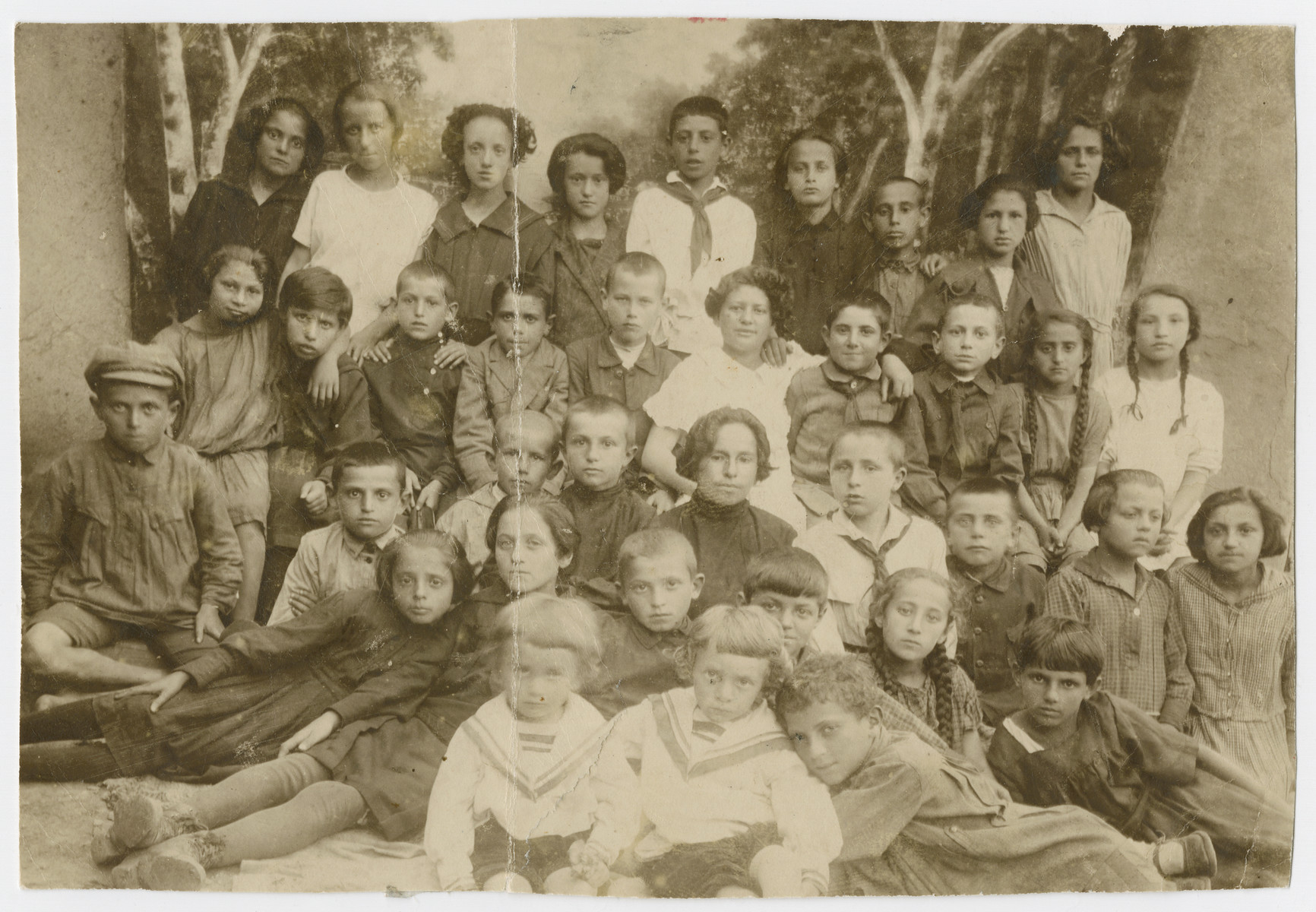 Group portrait of Jewish youth from Orinin, USSR.

The original caption reads: No survivors.