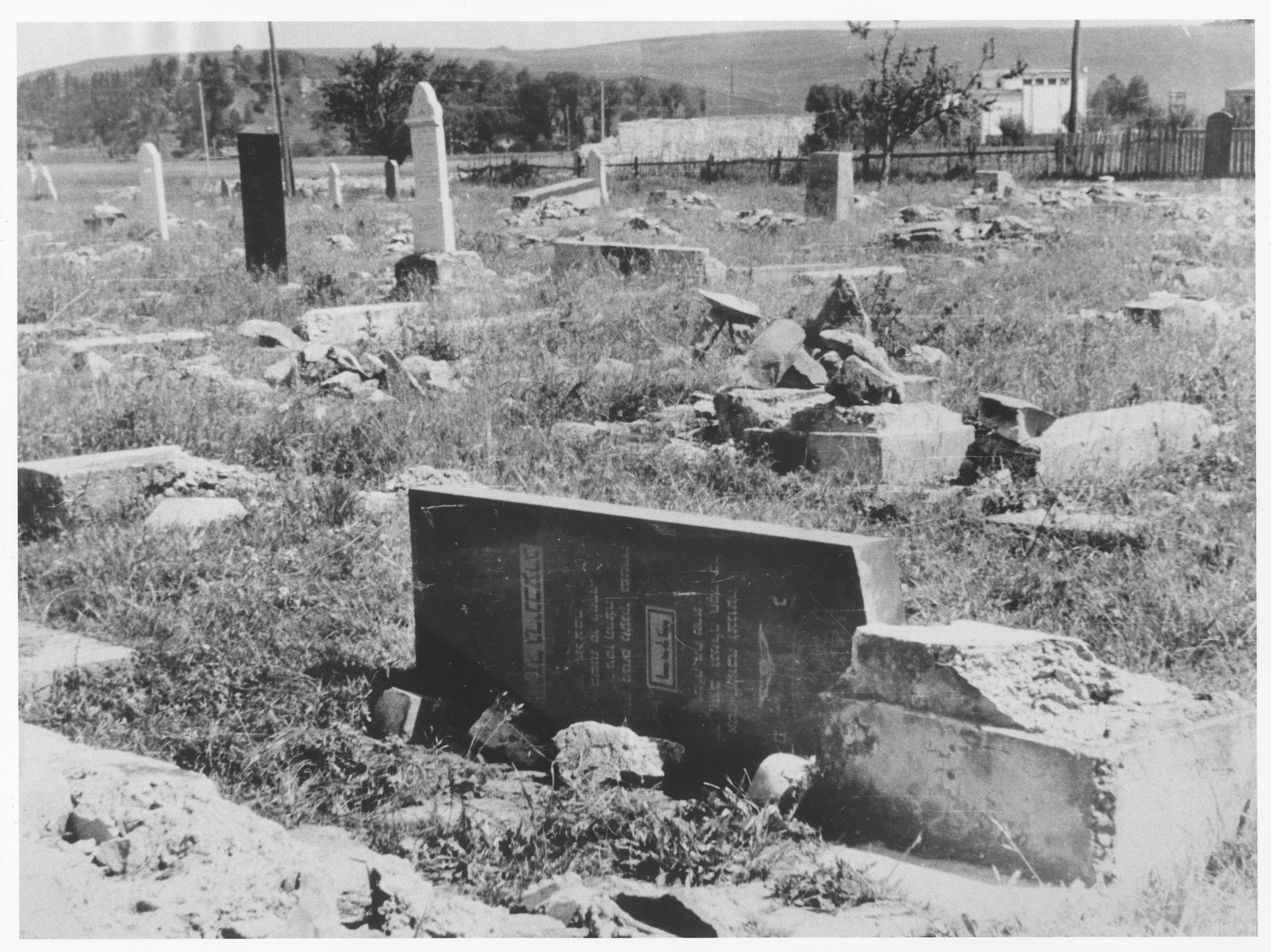 View of a desecrated cemetery [probably in the Kovno ghetto].