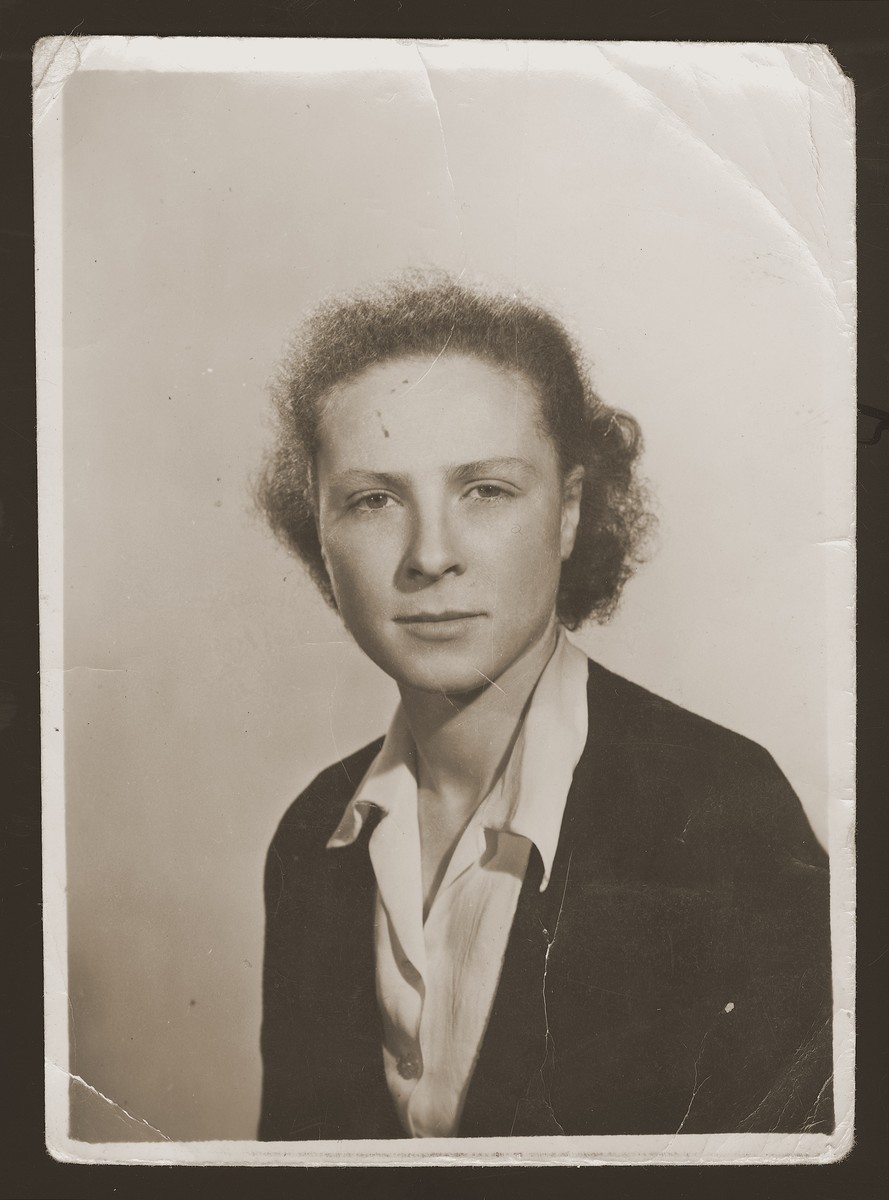An ID photograph of Pola Klugman, the donor's niece.

This photograph was used in her false Aryan papers.  She escaped the Warsaw ghetto in 1943 and in August 1944 she was deported to Auschwitz as a Polish woman.  In January 1945 Pola escaped during a death march. She lives today in New York.