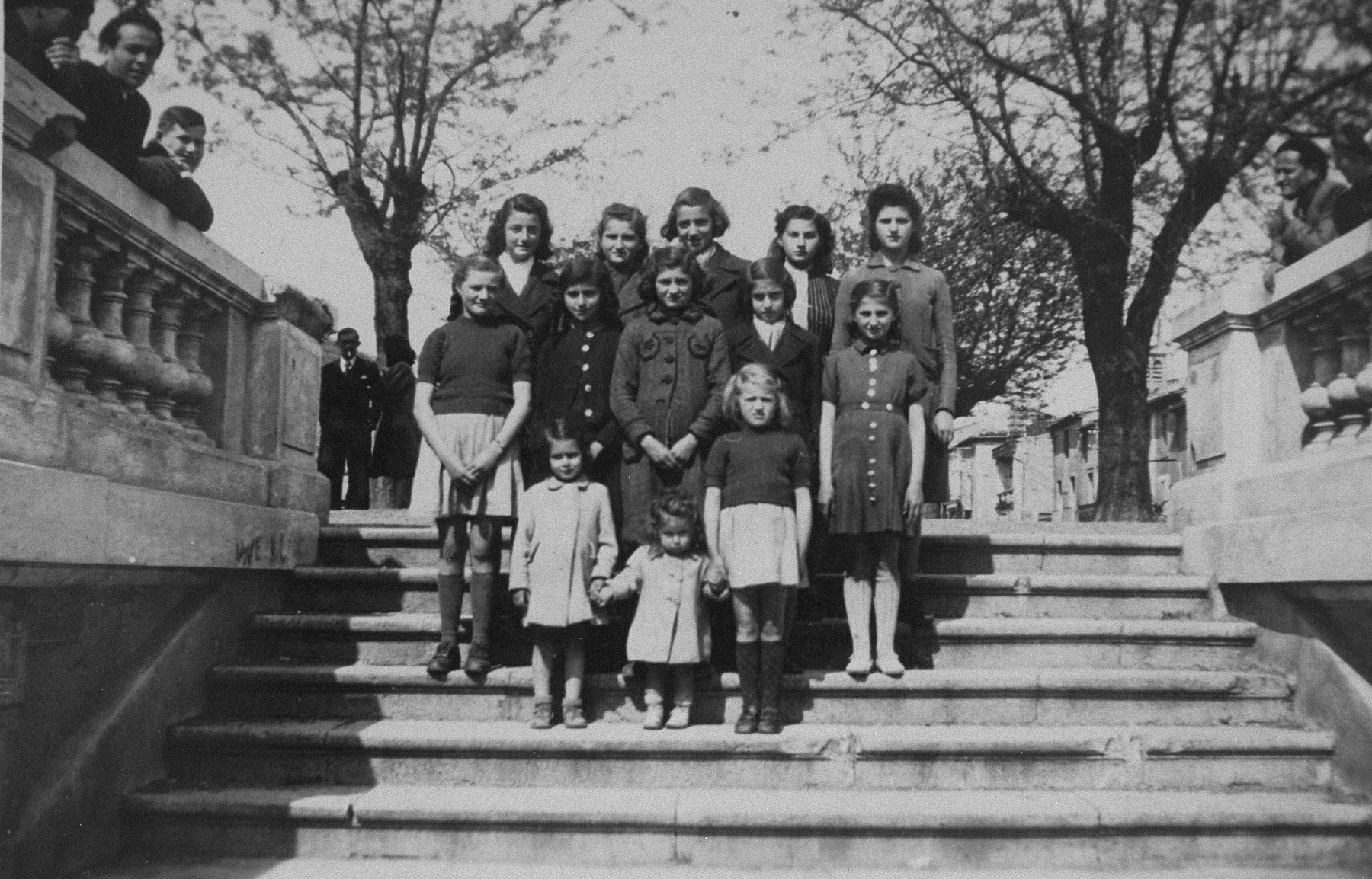 Group portrait of Jewish refugee children sheltered at the OSE children's home in Montagnac.