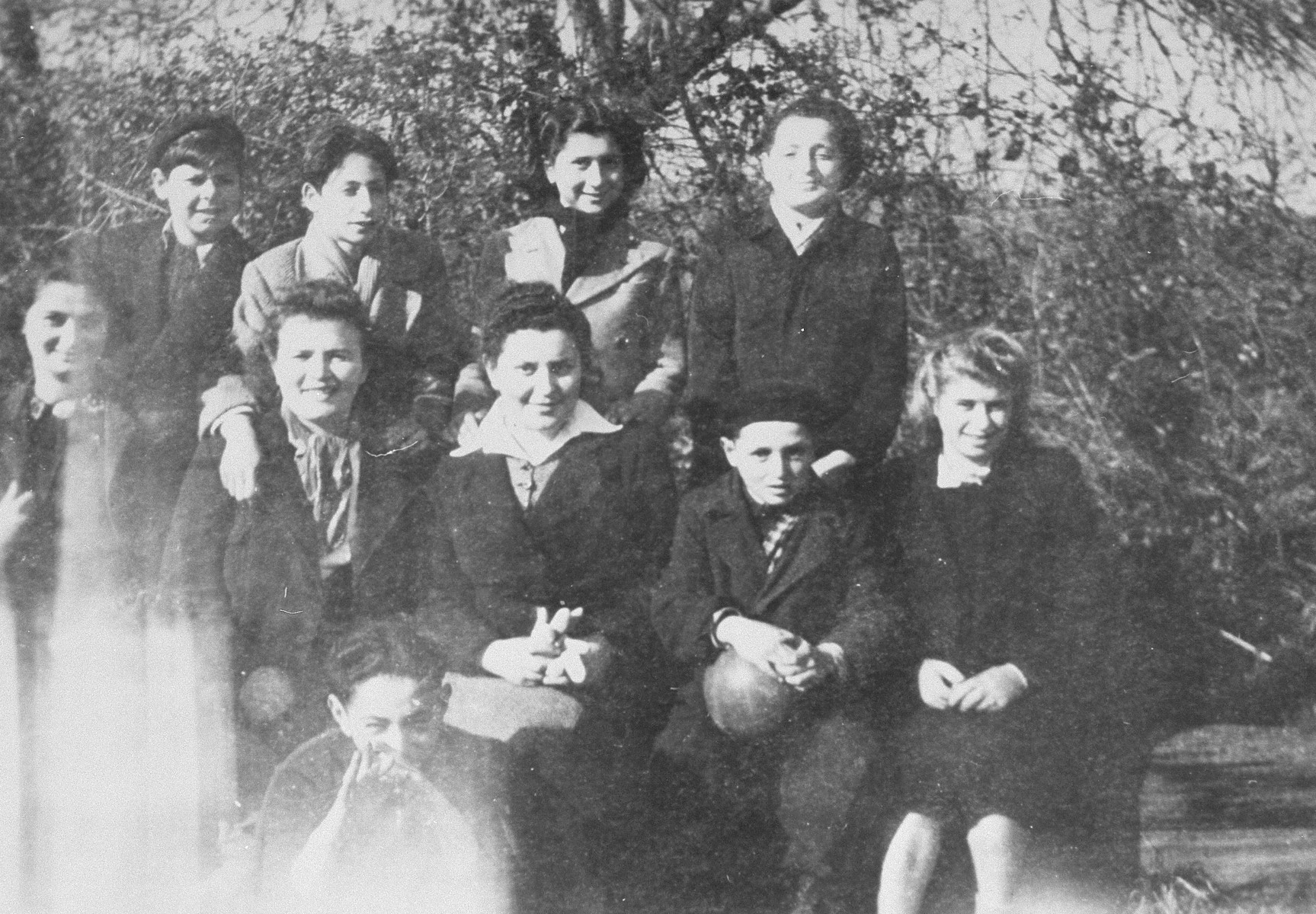 Group portrait of Jewish children at the OSE children's  home in Poulouzat.