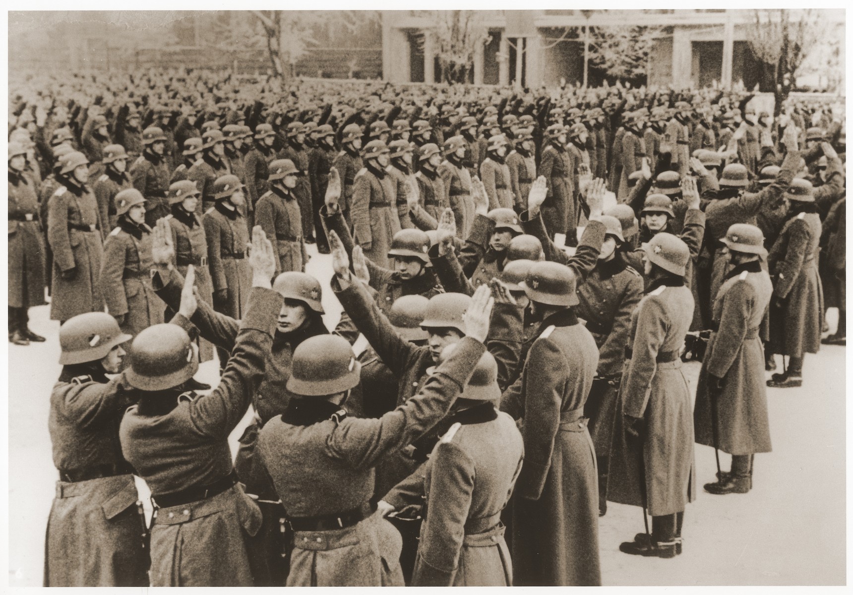 Ethnic German recruits to the German Army from Posen swear allegiance to the Fuehrer.