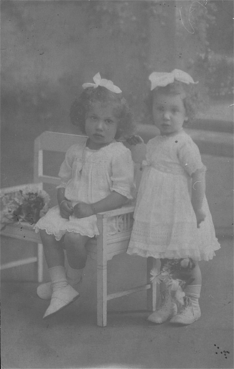 Portrait of the donor, Ilse Dahl (right) and her sister, as young children in Geilenkirchen, Germany.