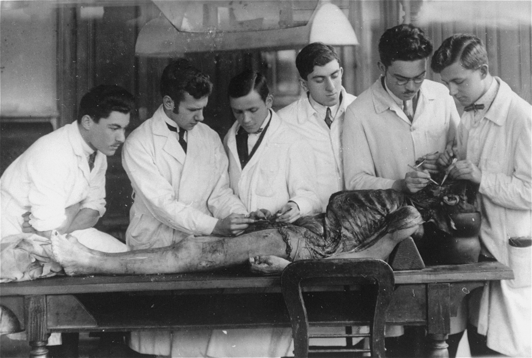 Medical students examine a cadaver at the Charles University in Prague.