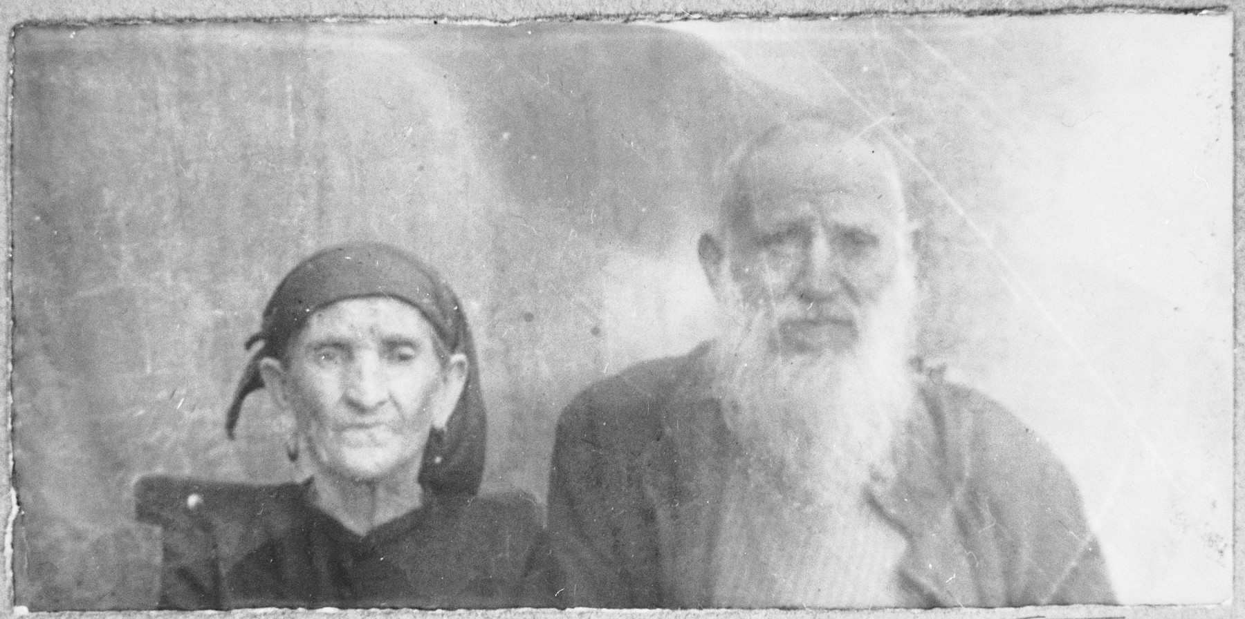 Portrait of Sava Koen and his wife, Ester.  Sava was a greengorcer.  They lived at Sremska 7 in Bitola.