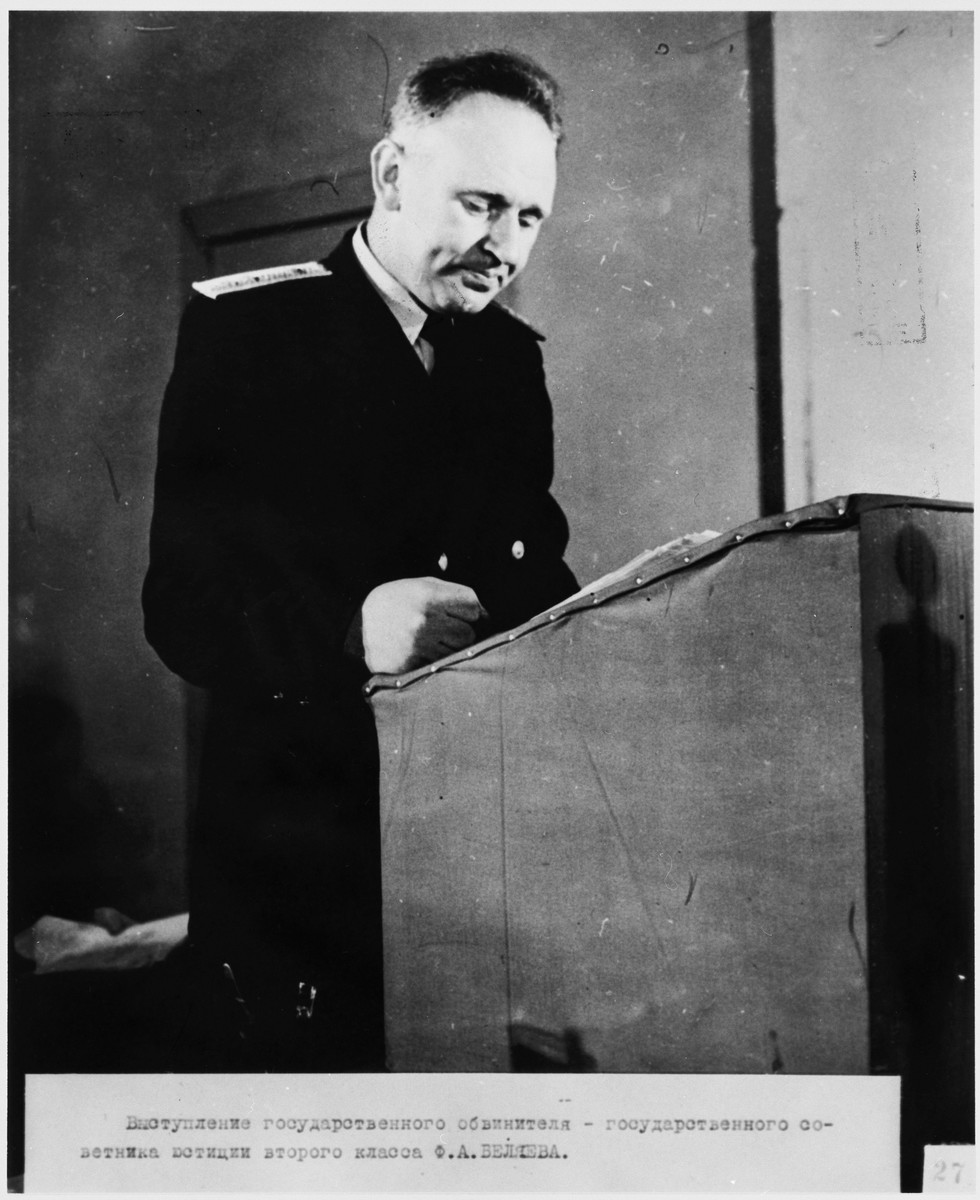 A lawyer for the prosecution at the Sachsenhausen concentration camp war crimes trial in Berlin.