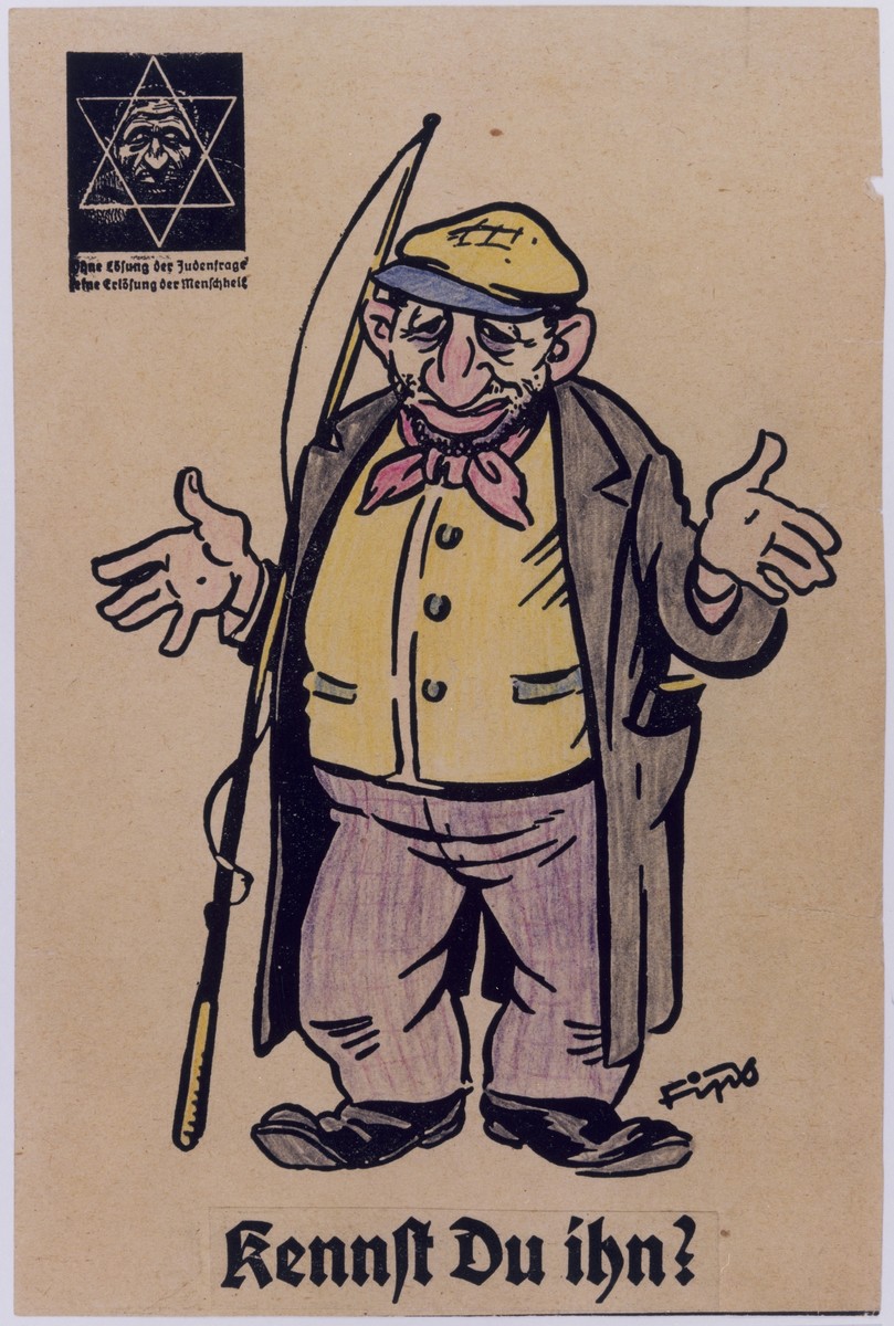 Download One Page Of An Anti Semitic Coloring Book With A Portrait Of A Jew Drawn By The German Caricaturist Known As Fips Collections Search United States Holocaust Memorial Museum