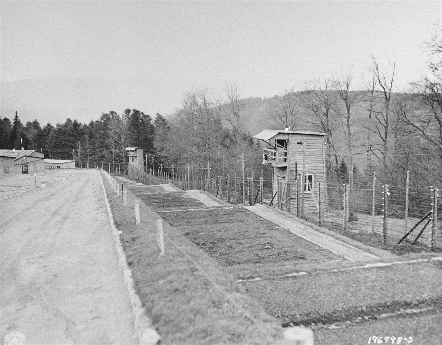 View of a section of the perimeter of the Natzweiler-Struthof concentration camp.