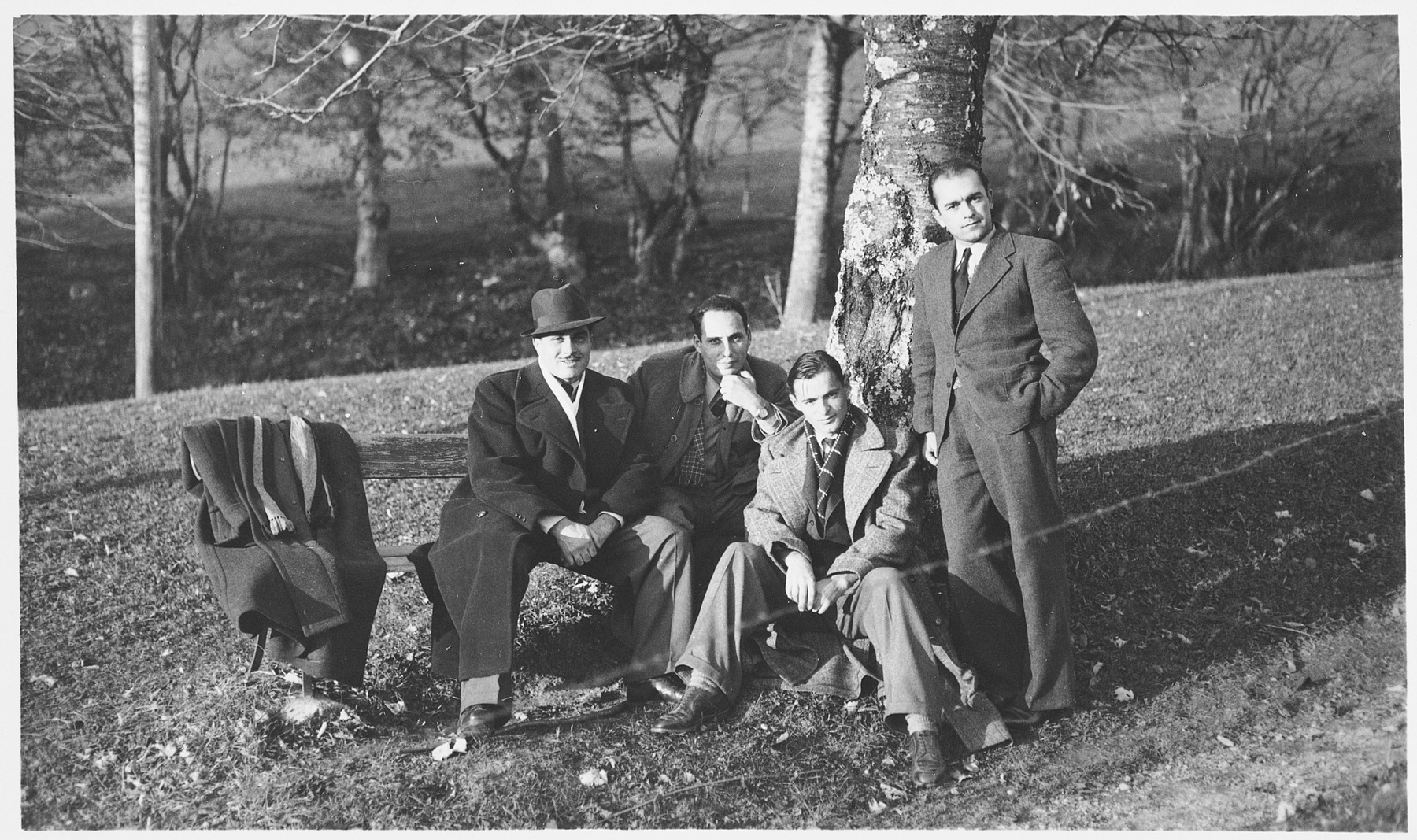 Edmund Dresner poses with other Jewish refugees in Vevey, Switzerland.