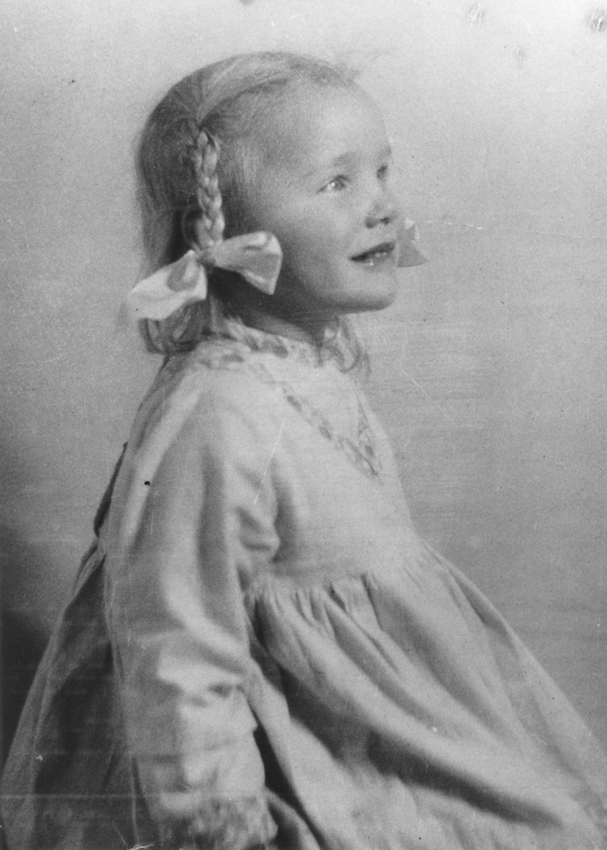 Studio portrait of Gudrun Himmler (b. 1929), daughter of Heinrich Himmler.
