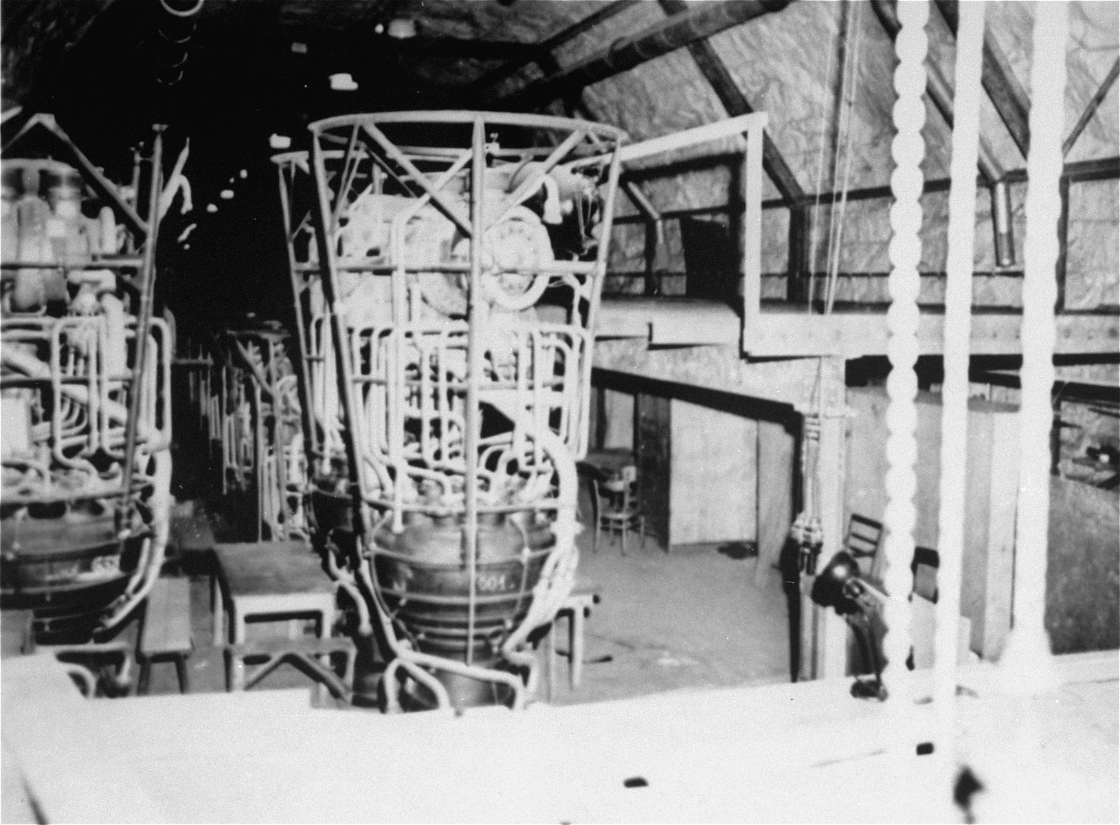 The propulsion unit assembly section of the underground rocket factory at Dora-Mittelbau.