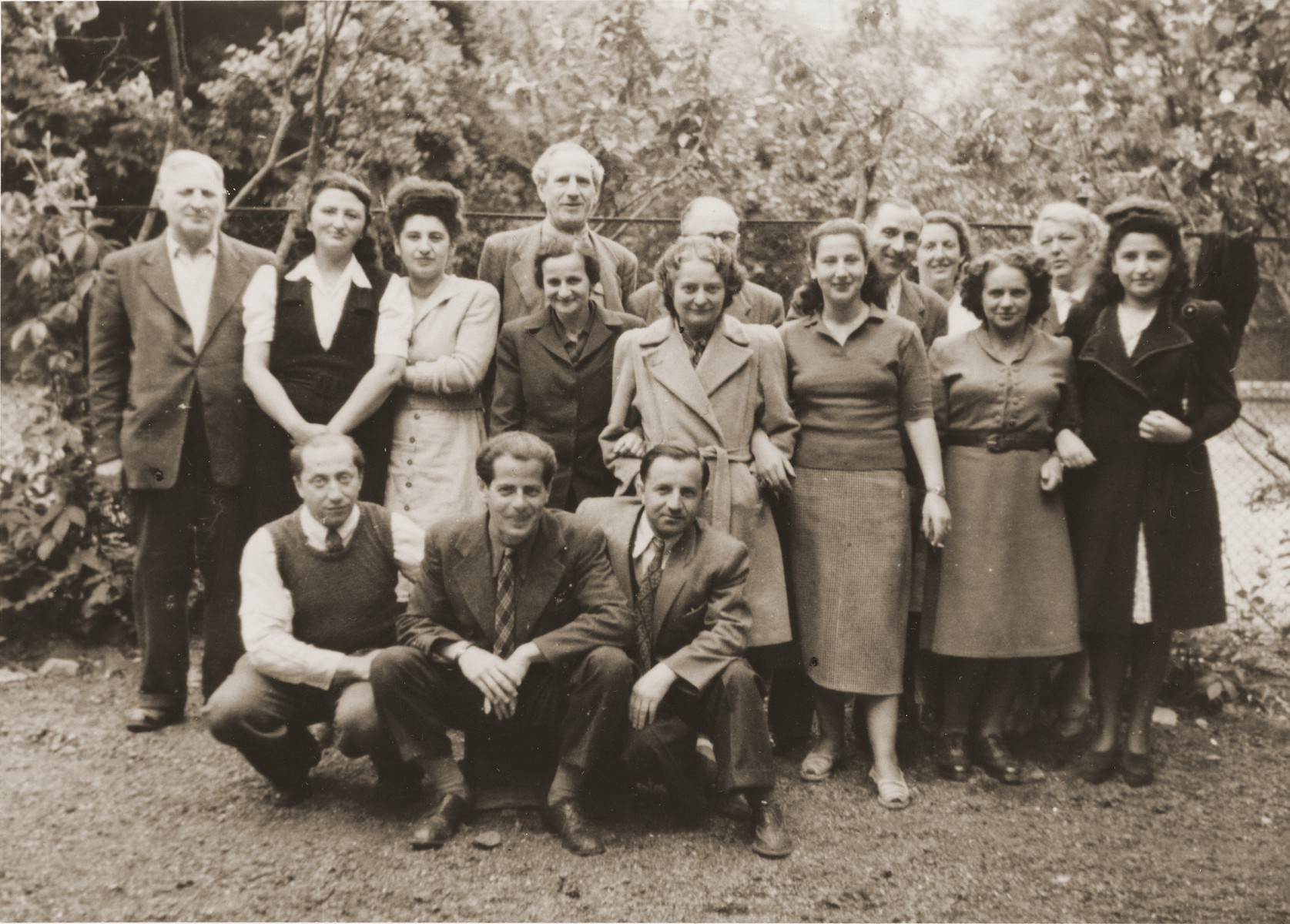 Members of the staff of the Rothschild Hospital pose on the hospital's grounds.

Those pictured include Kravetz, head of internal security, Abel Birman, Moshe Goldfinger, Margot Feuer and Duli Katz.