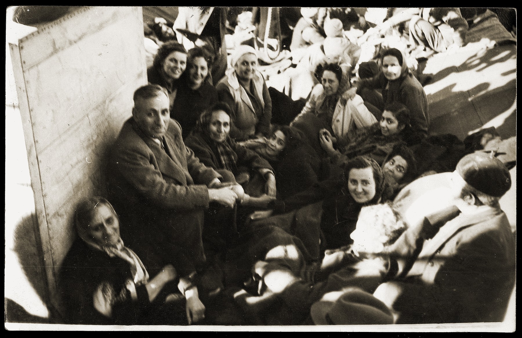 Yugoslavian Jews on the deck of the SS Kefalos, sailing from Bakar to Israel.
