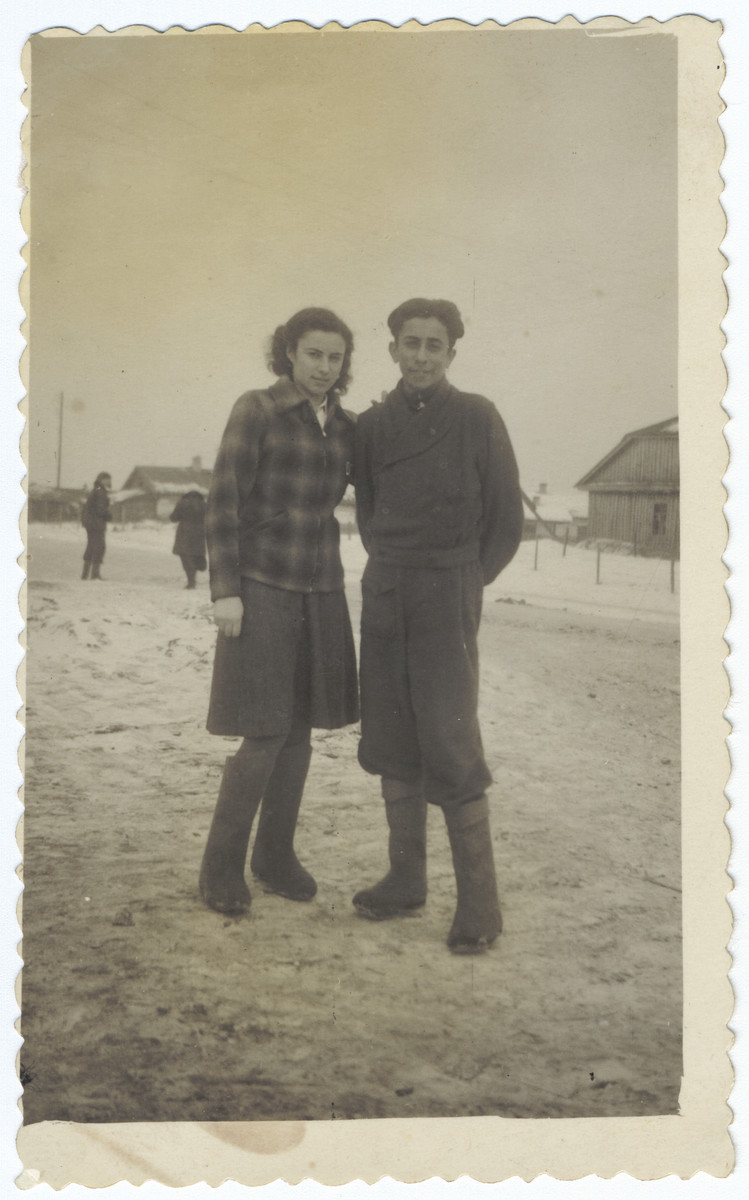 Two Jewish siblings pose together on a snowy field in Siberia.

Pictured are Rina and Reuven Ilgovsky.