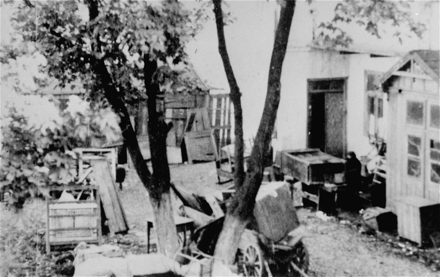 View of the abandoned furnishings of Jews who have been deported from the ghetto.