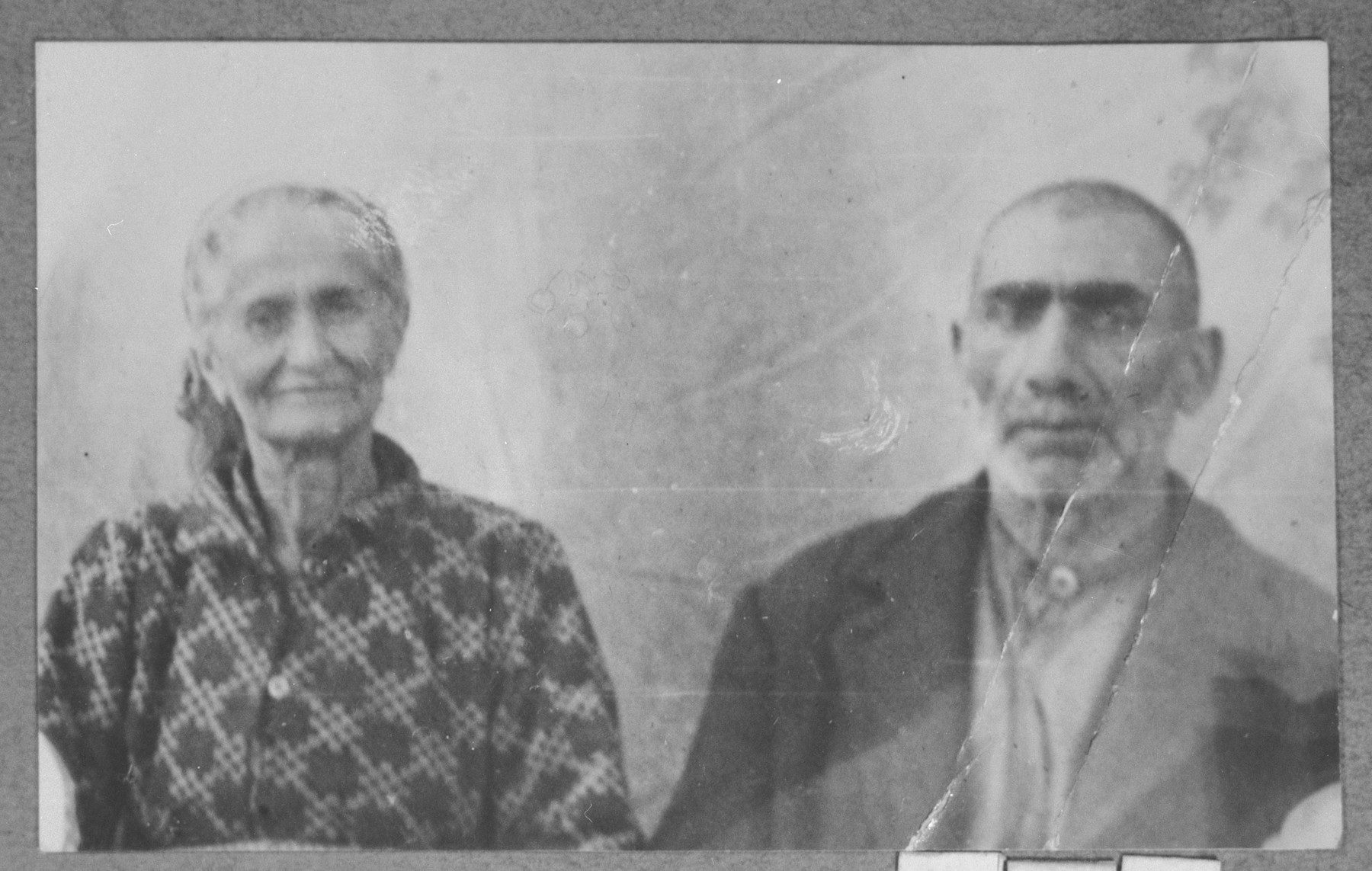 Portrait of Yakov Ovadia and his wife, Reina.  Yakov was a sackmaker.  They lived at Krstitsa 13 in Bitola.