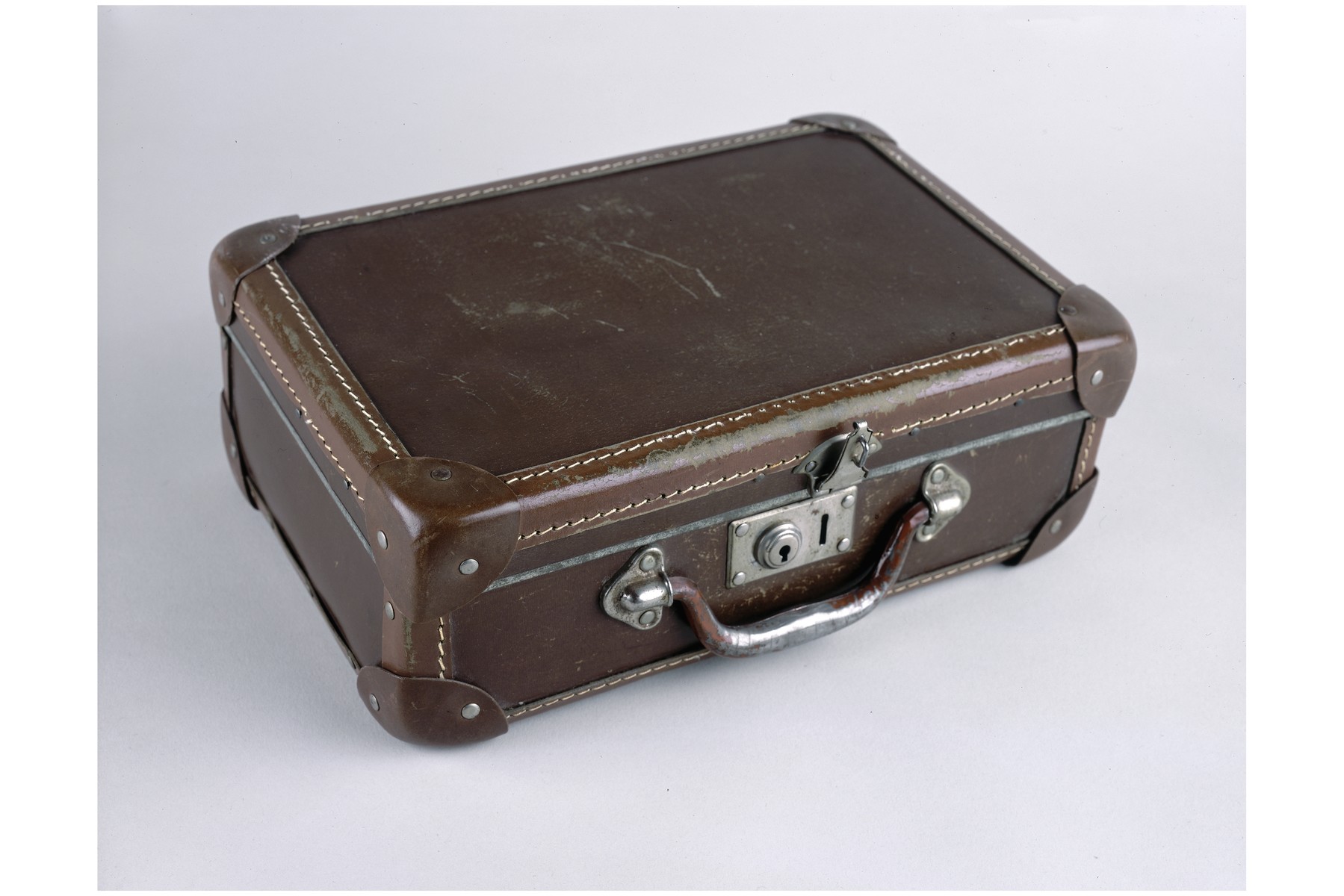 A brown leather suitcase carried by George Pick in Hungary.