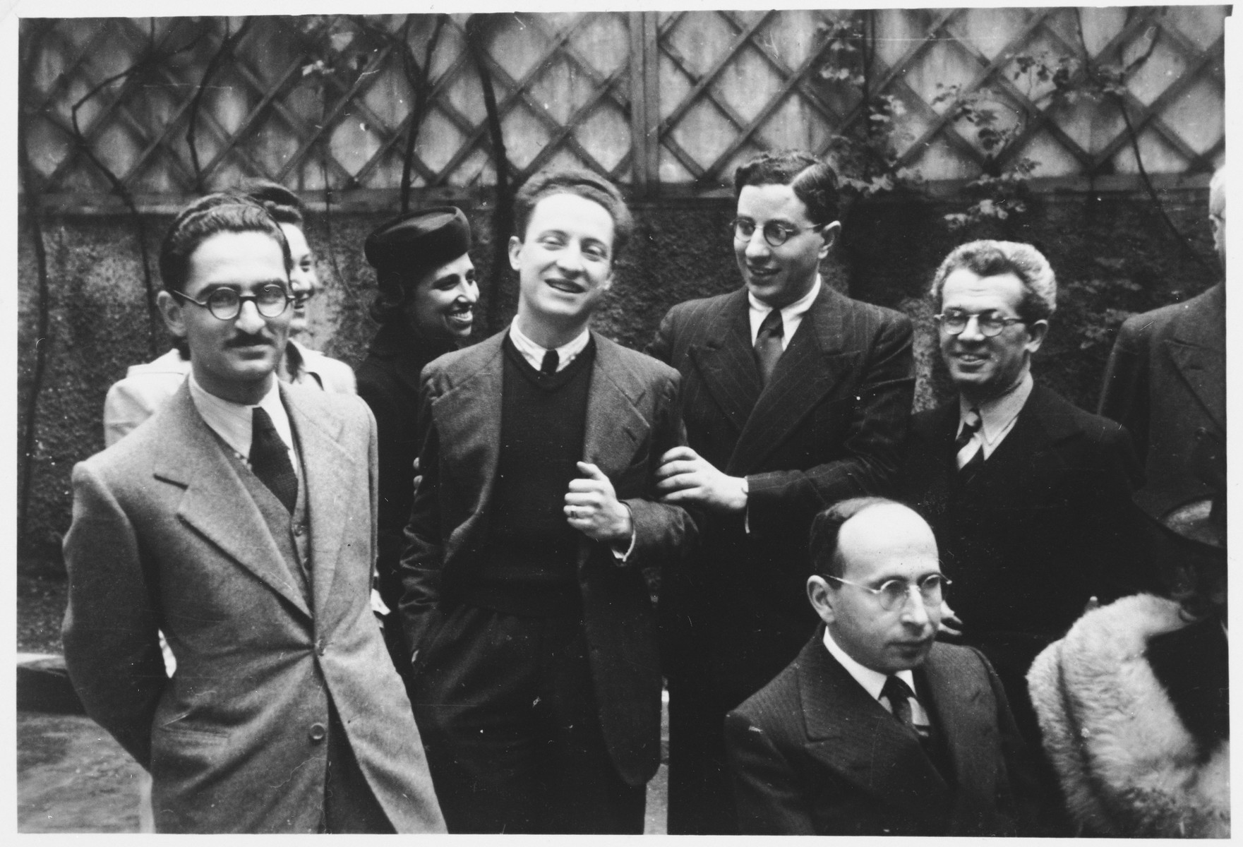 Faculty of the Jewish high school in Milan.

Included right to left are Professor Foa, Rabbi Nathan Cassuto and Professor Tedeschi, all of whom were deported to Auschwitz and perished there.  The third woman in the back (hard to see) is Marta Bernstein Navarra.  On the far left is Dr. Marcello Cantoni, the school doctor.  At the bottom right is Dr. Norsa, professor of philosophy.