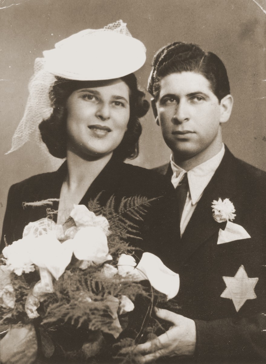 Wedding portrait of Klara Krausz and Imre Rosner.