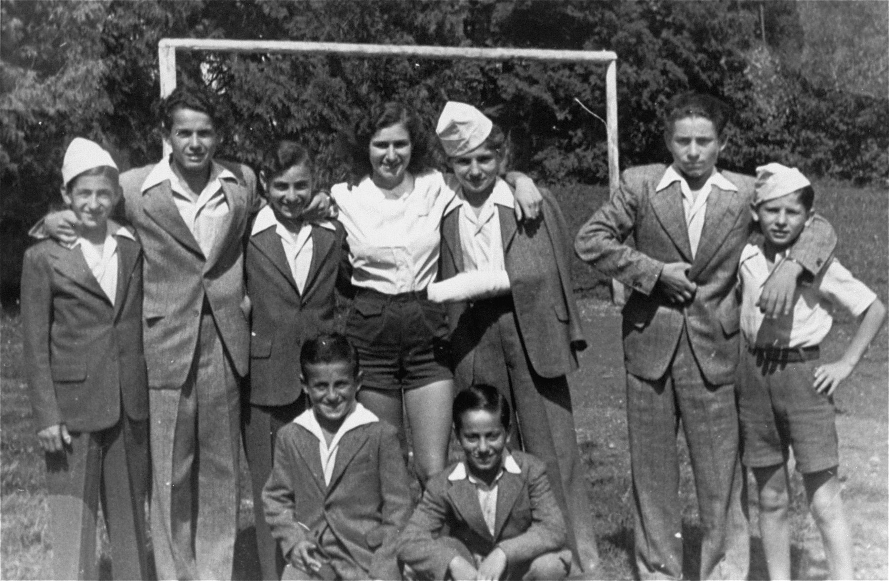 Group portrait of Jewish displaced children at a home operated by the American Joint Distribution Committee in Stobl, Austria.  

Most of the children living at this home were originally from Poland and were gathered from their various hiding places after the war by the donor, Stella Wernick.