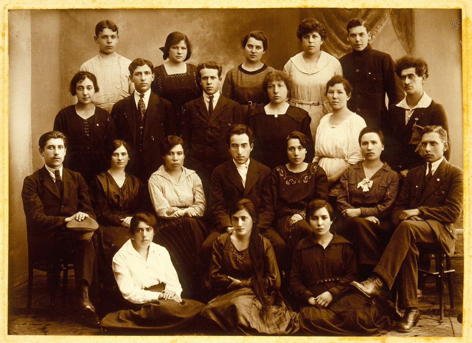 Group portrait of teachers in Vilna.  

Sarah Rubinstein (seated second row from bottom, third from left) immigrated to Palestine.  The fate of the other teachers is unknown.