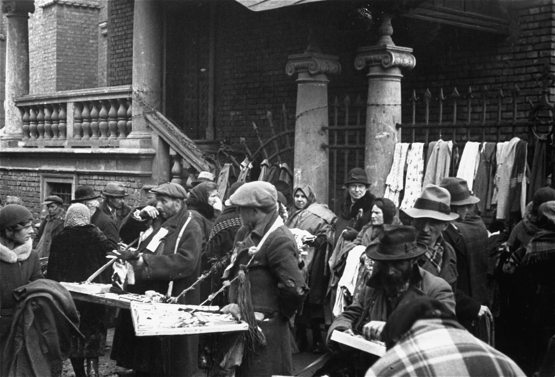 Jewish vendors sell there wares at an outdoor market in front of the Stara synagogue in Krakow.