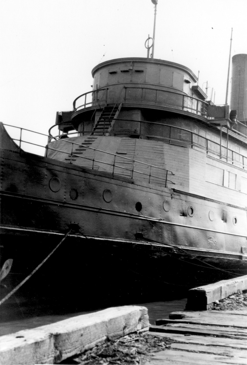 View of the SS President Warfield (later the Exodus 1947) before it was sent to Europe to ferry illegal Jewish immigrants to Palestine.