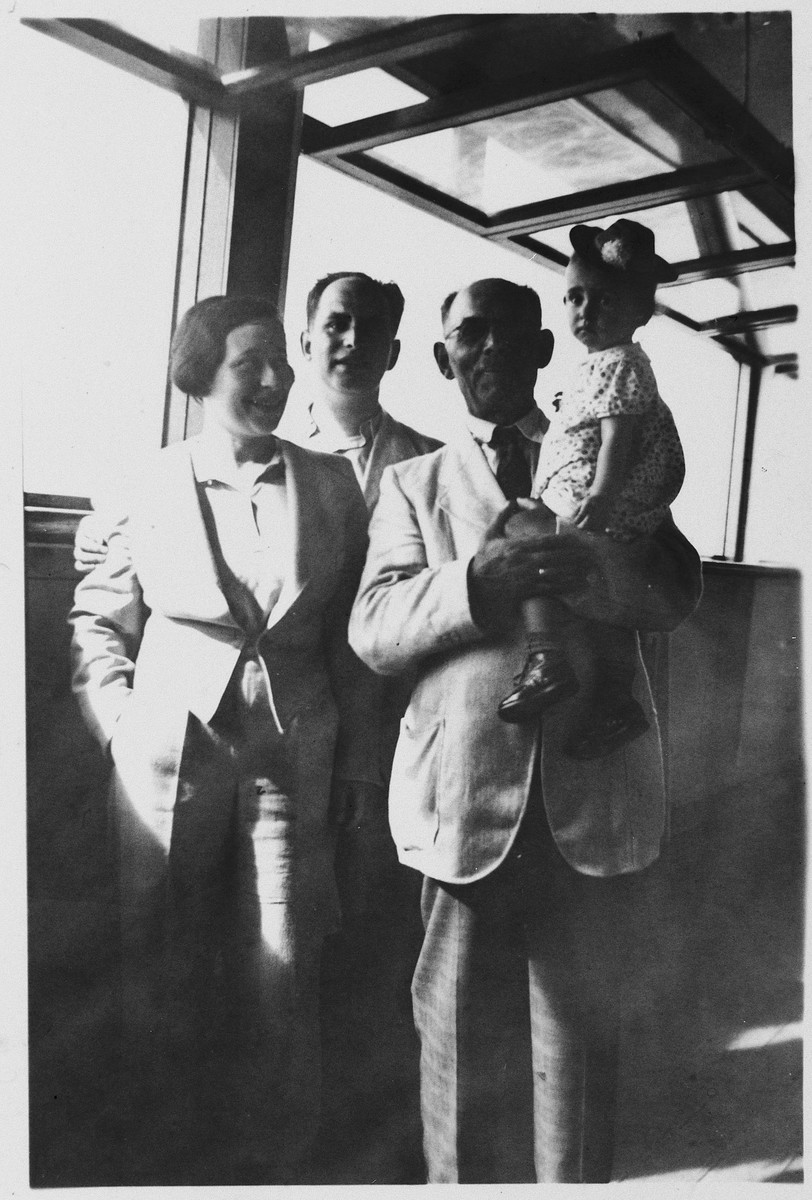 A German-Jewish refugee family poses on board the MS St. Louis.

From left to right are Irmgard, Josef, Jakob and Judith Koeppel.