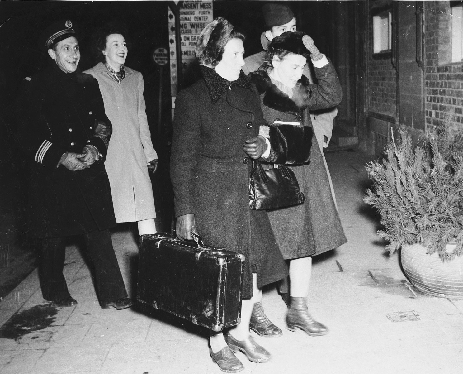 Two Polish female survivors of medical experimentation at the Ravensbrueck concentration camp arrive in Nuremberg, where they will serve as prosecution witnesses at the Medical Case trial.  

Pictured are Maria Broel-Plater (left) and Jadwiga Dzido (right).