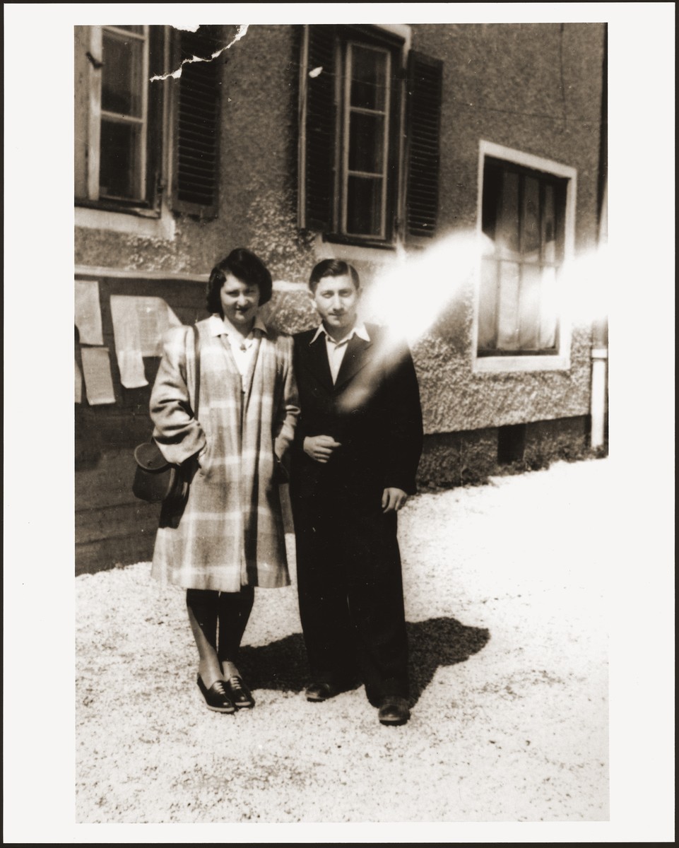 Two young Jewish DPs pose outside in the New Palestine displaced persons camp near Salzburg.

Pictured are Mary Reichman and Moniek Rozen.