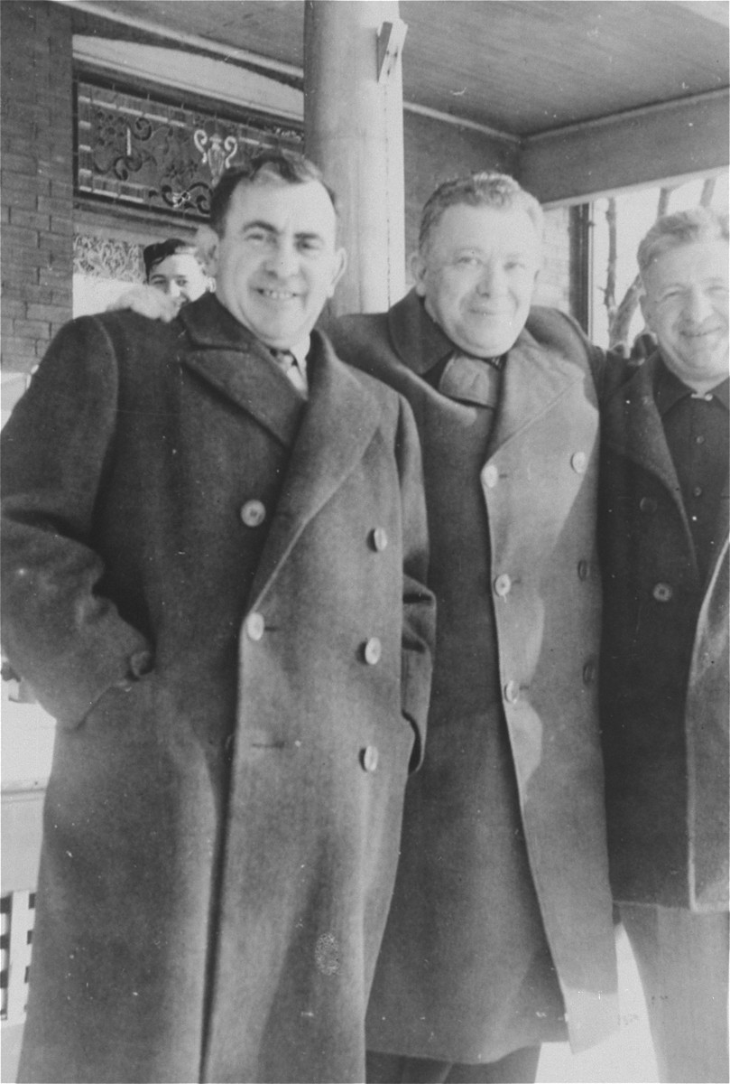 Reunion of the three Muller brothers on the farm in southern Ontario.

Pictured from left to right are Lajos, Gyula and Nandor Muller.  This was Gyula's first visit to Canada.  A short time later he emigrated to Canada with his wife and two children, settling in Niagara Falls.