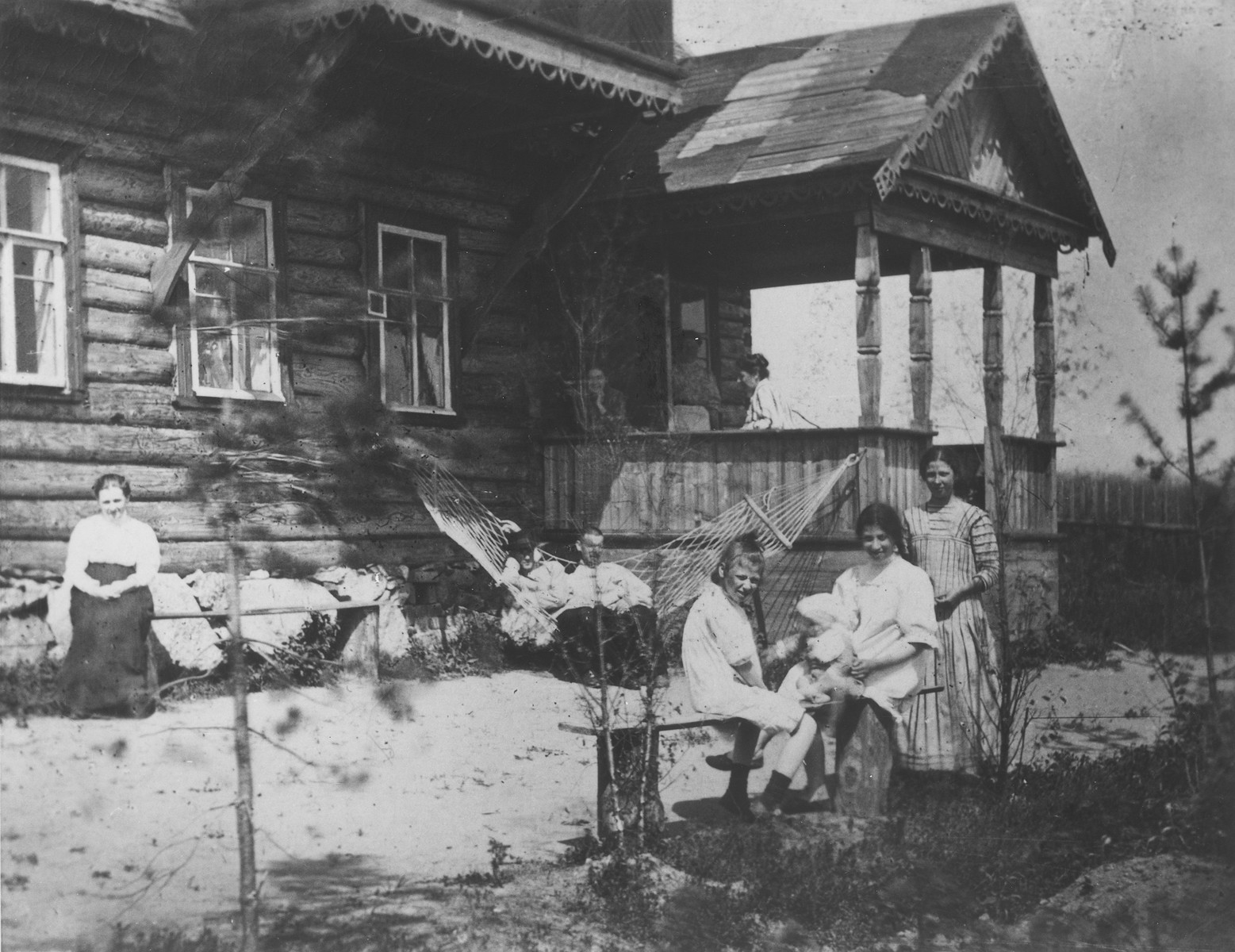 Portrait of the Mikolaevsky family at their dacha in the village of Strelna, a suburb of St. Petersburg.