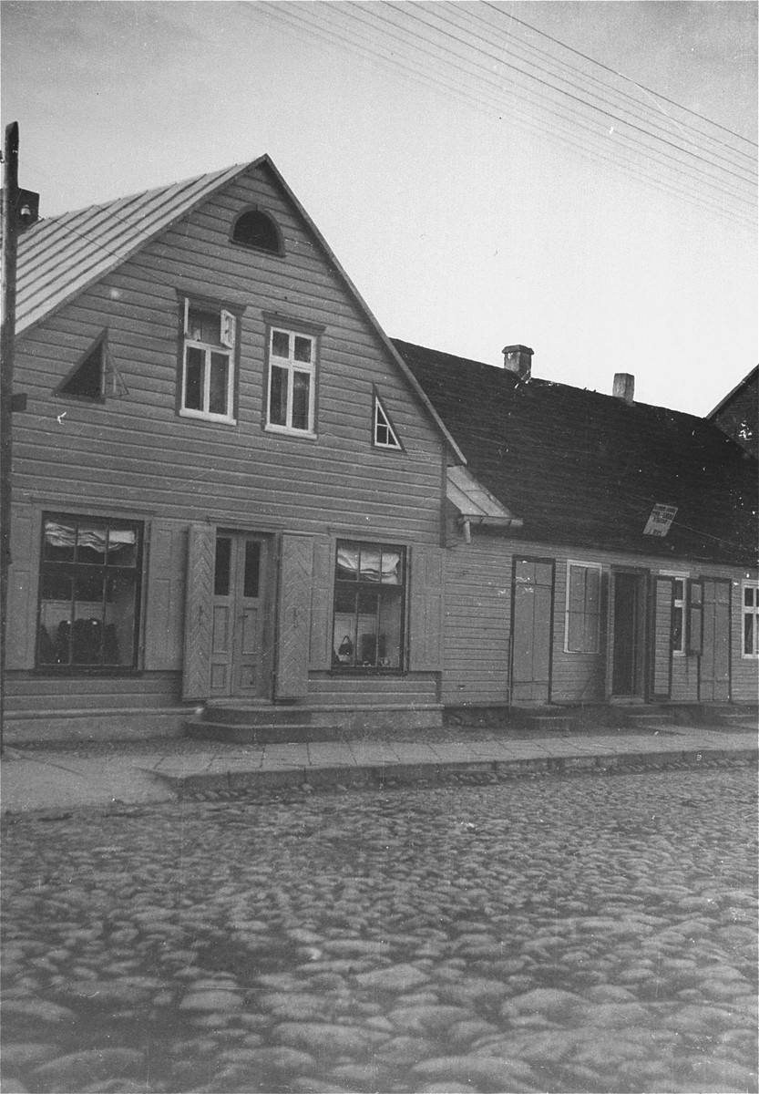 View of the store belonging to the grandmother of the donor in Gargzdai, Lithuania.