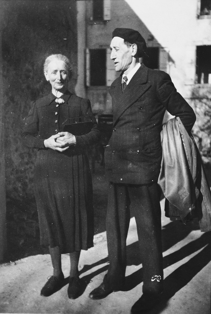 Portrait of Mr. and Mrs. Nadal, staff of the Chateau de la Hille and Spanish refugees.

Mr. Nadal worked as a carpenter and Mrs. Nadal did the laundry.