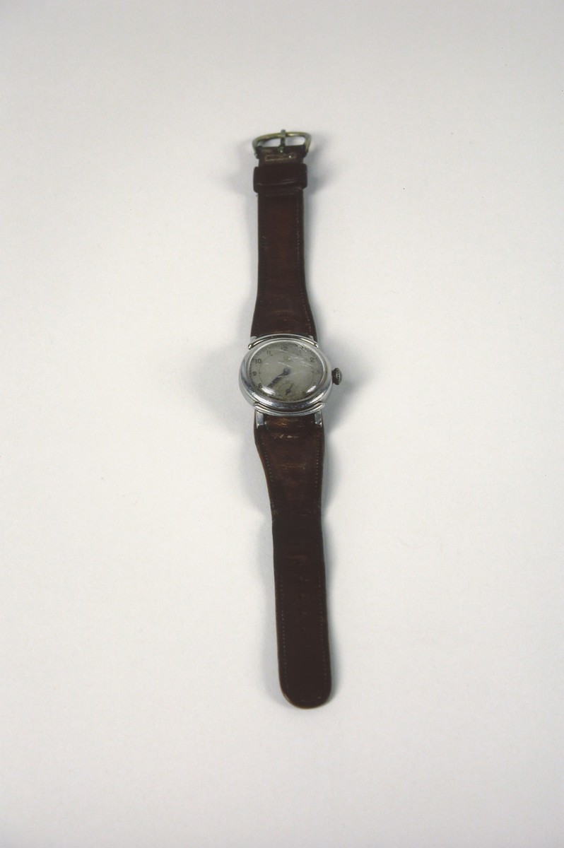 An Omega watch belonging to Bela Gondos, a physician who was a passenger on the Kasztner rescue train.

Gondos wore the watch daily in Bergen-Belsen, Switzerland and in the U.S. until he replaced it in the 1960s.  The watch band is not original.