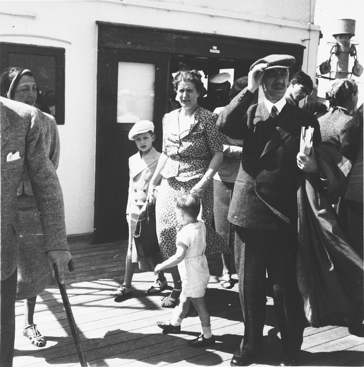 The Chraplewski family walks on the deck of the St. Louis.

Pictured are Siegfried, Klara, Peter, and Jan Chraplewski.