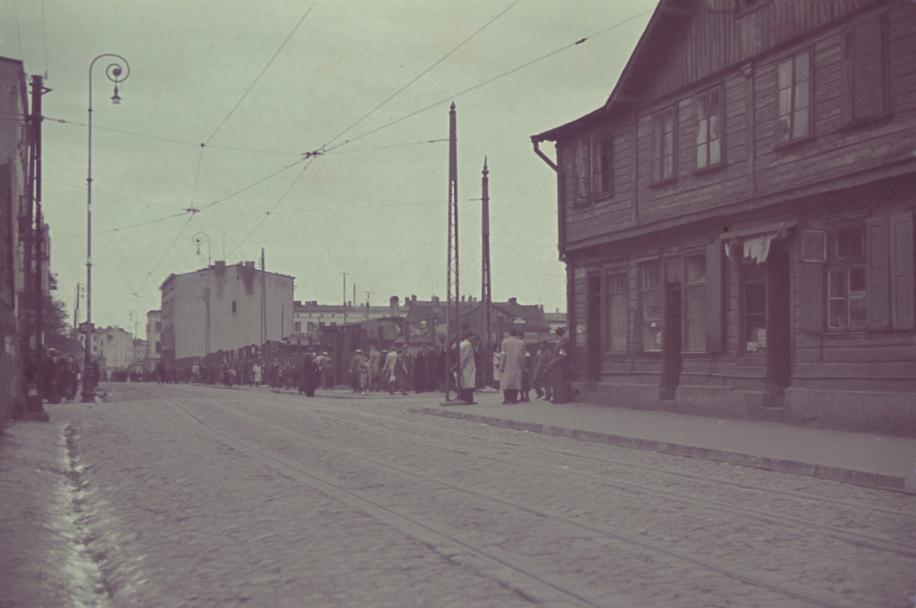 A street scene in the Lodz ghetto.