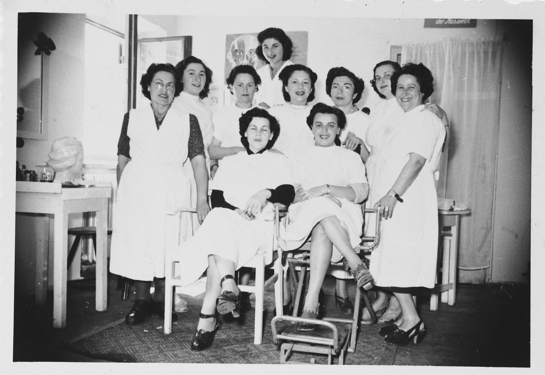 Beautician students in an ORT school in the Foehrenwald displaced persons camp.