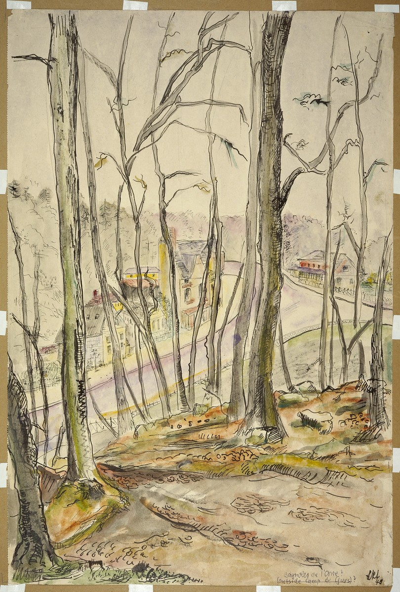 "Bagnoles de l'Orne (?) Camp de Gurs (?)"  by Lili Andrieux.