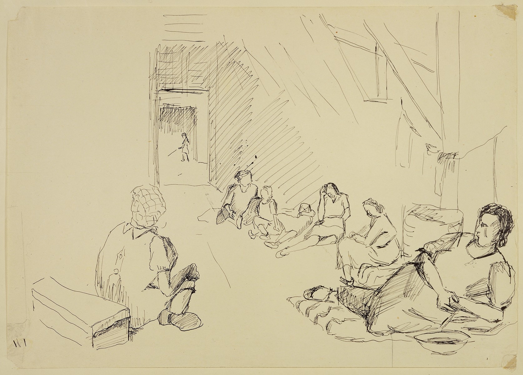 "Interior of Women's Barracks" by Lili Andrieux.