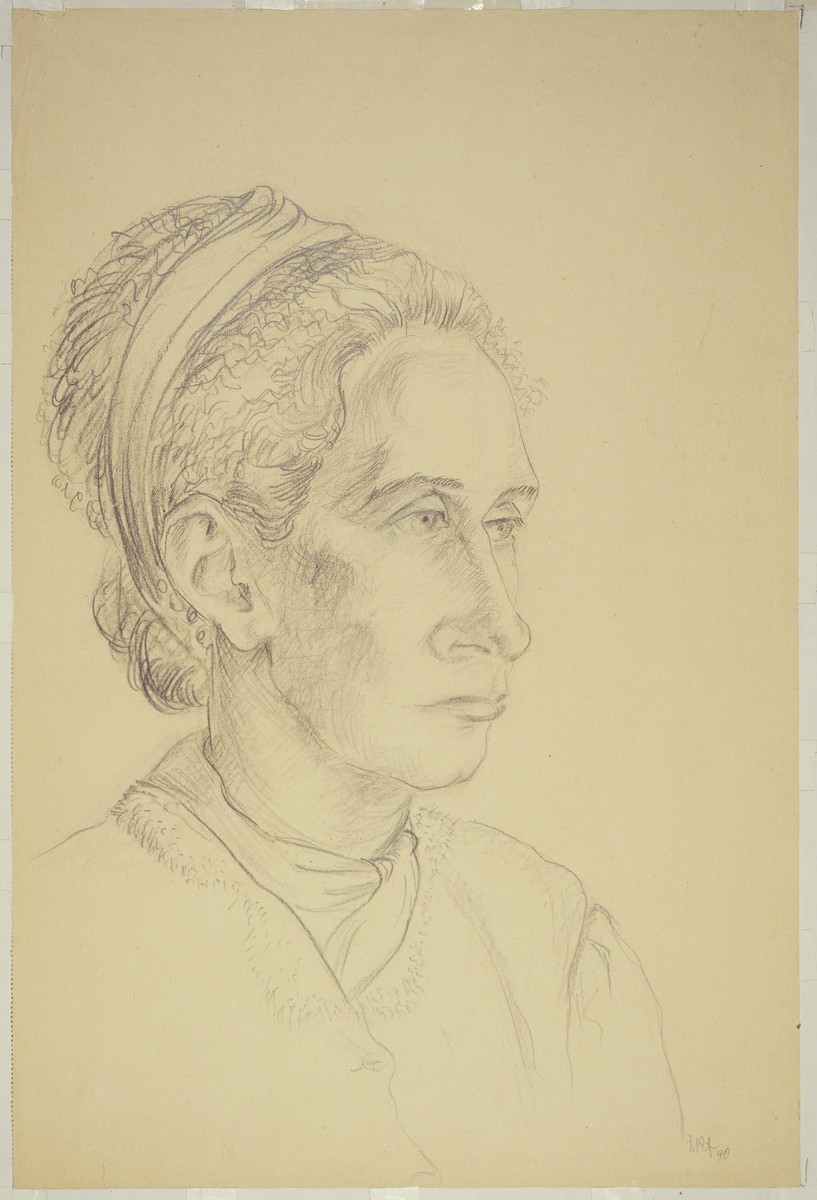 "Woman with Ribbon in her Hair, 3/4 Profile" by Lili Andrieux.