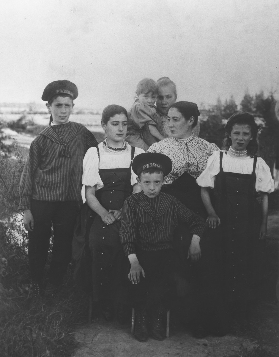 Fanya Mikolaevsky and the children at their dacha in the village of Strelna, a suburb of St. Petersburg.