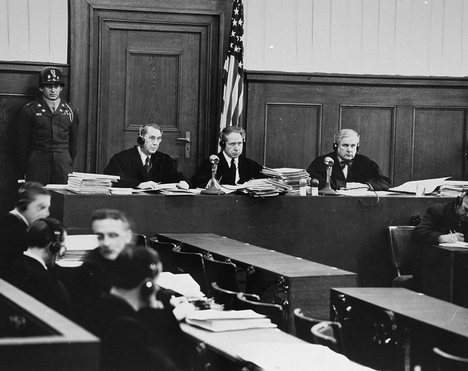 The judges of Military Tribunal IIA, hearing the Einsatzgruppen Trial