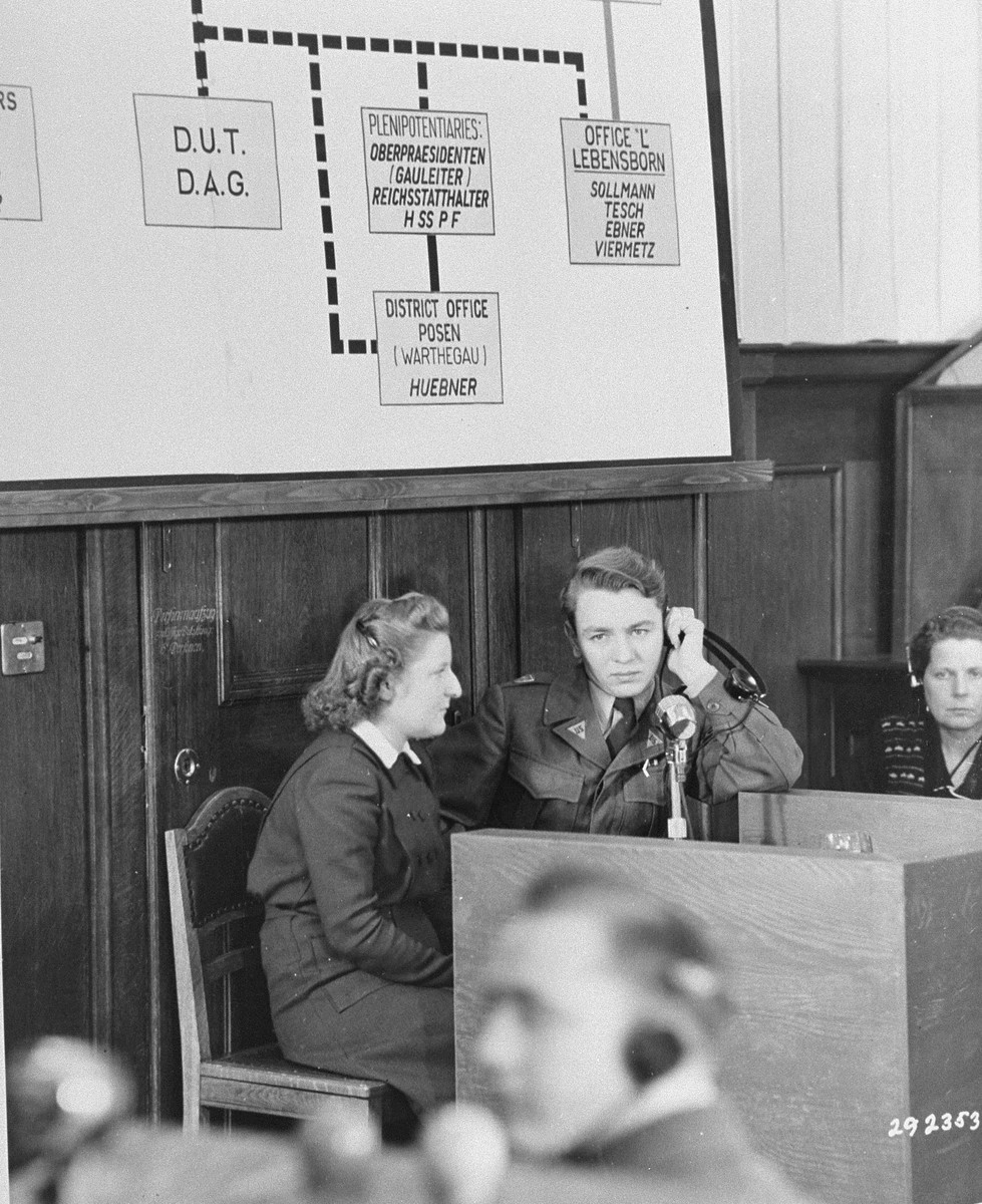 An 18 year old Czech girl testifies about the destruction of Lidice, Czechoslovakia at the RuSHA Trial.