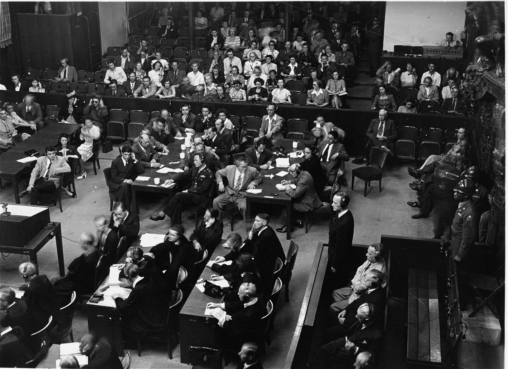 The courtroom during the Krupp Trial.