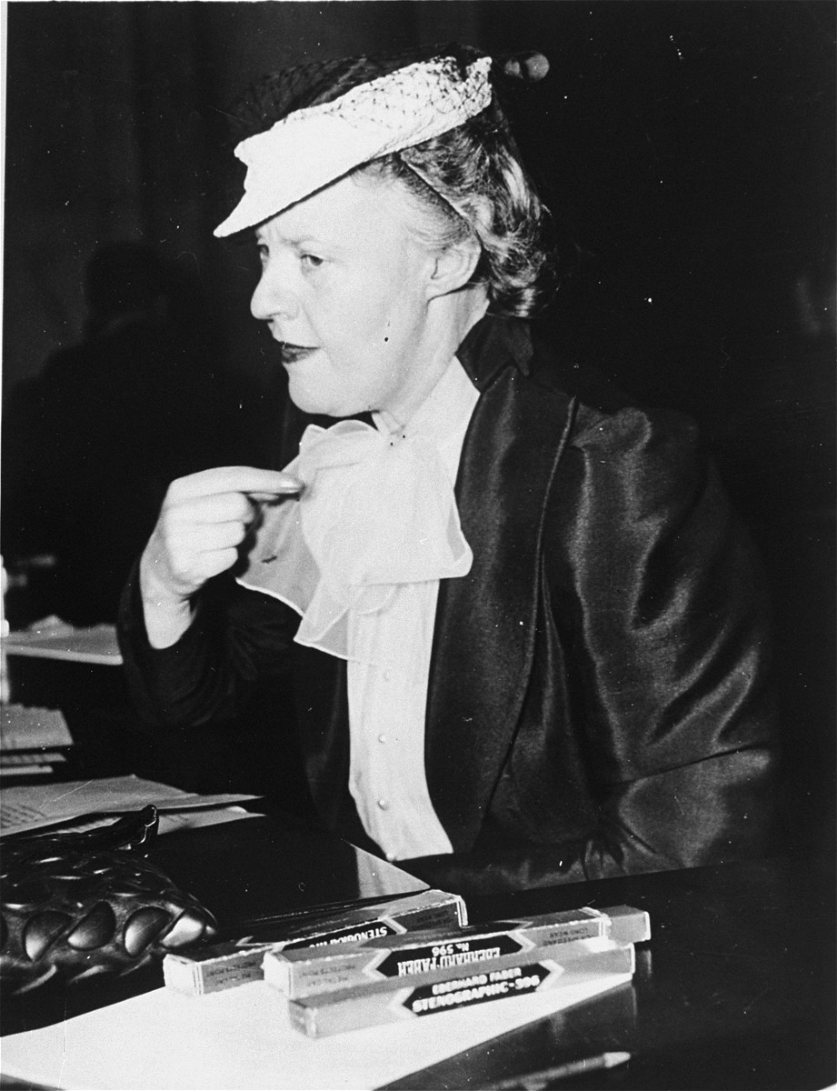 Newspaper columnist Dorothy Thompson testifies for the second time within a week at Senate committee hearings, advocating the repeal of the Neutrality Act.