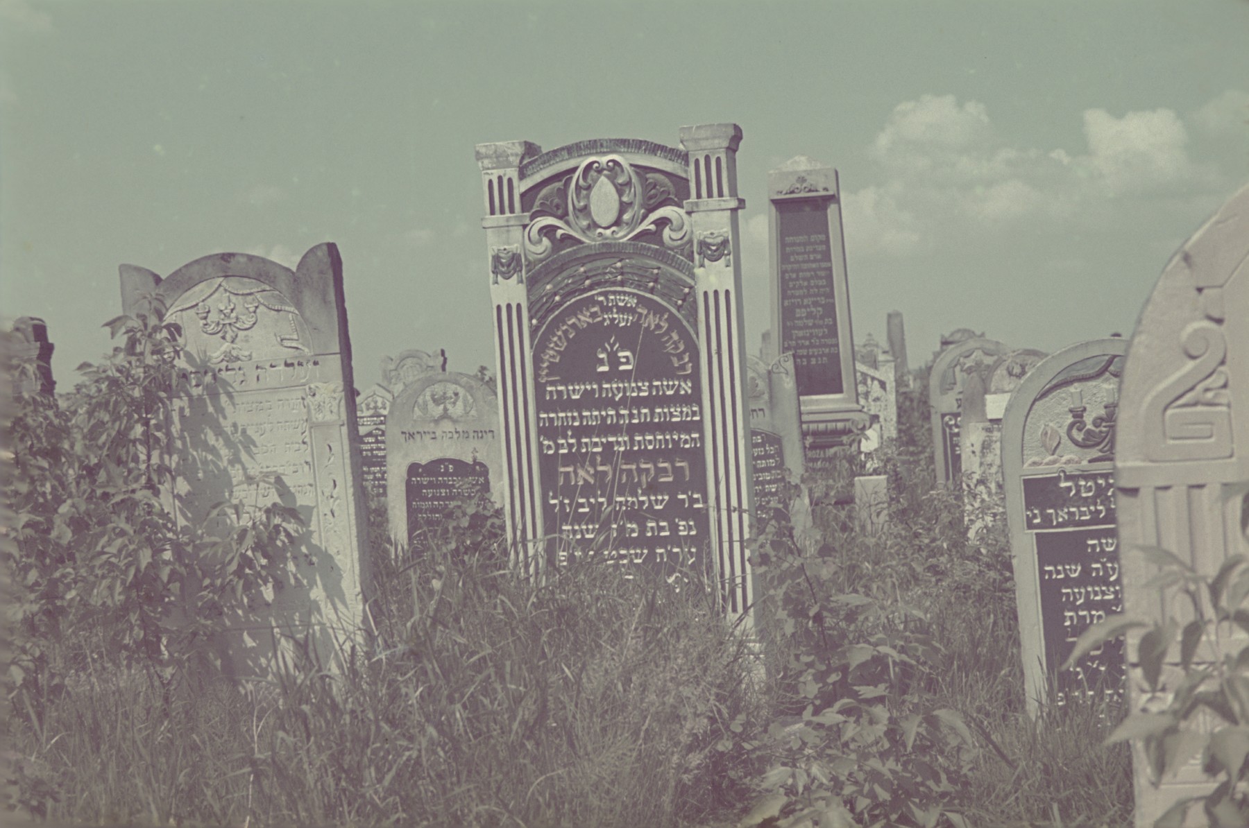 Tombstones in the Lodz ghetto cemetery.